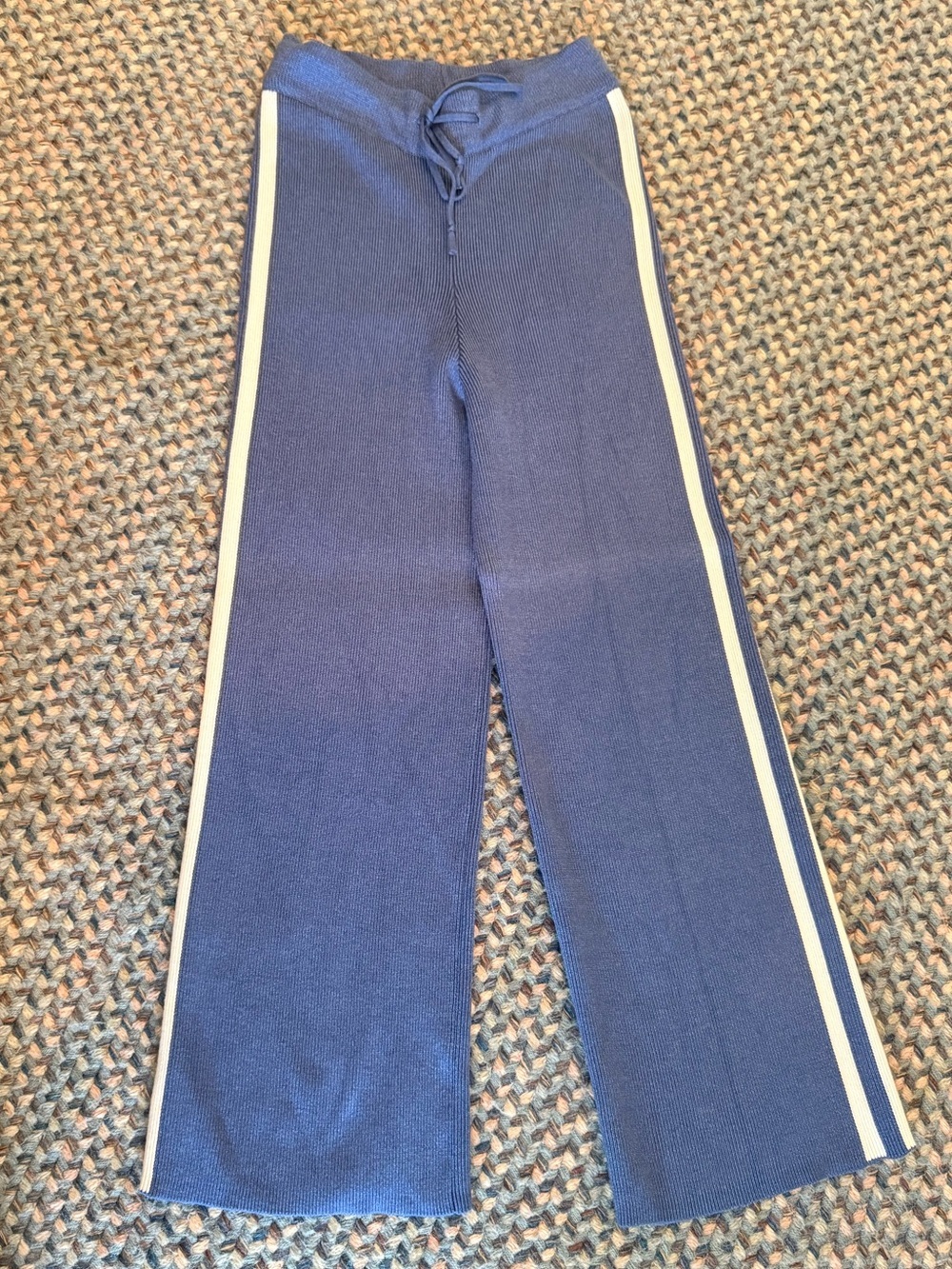 Maeve Wide-Leg Knit Pants with Side Stripes - Blue sz M NEW - Picture 5 of 13